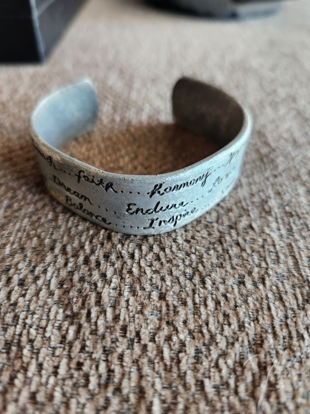 Inspirational Engraved Silver Cuff Bracelet - Women's Jewelry
